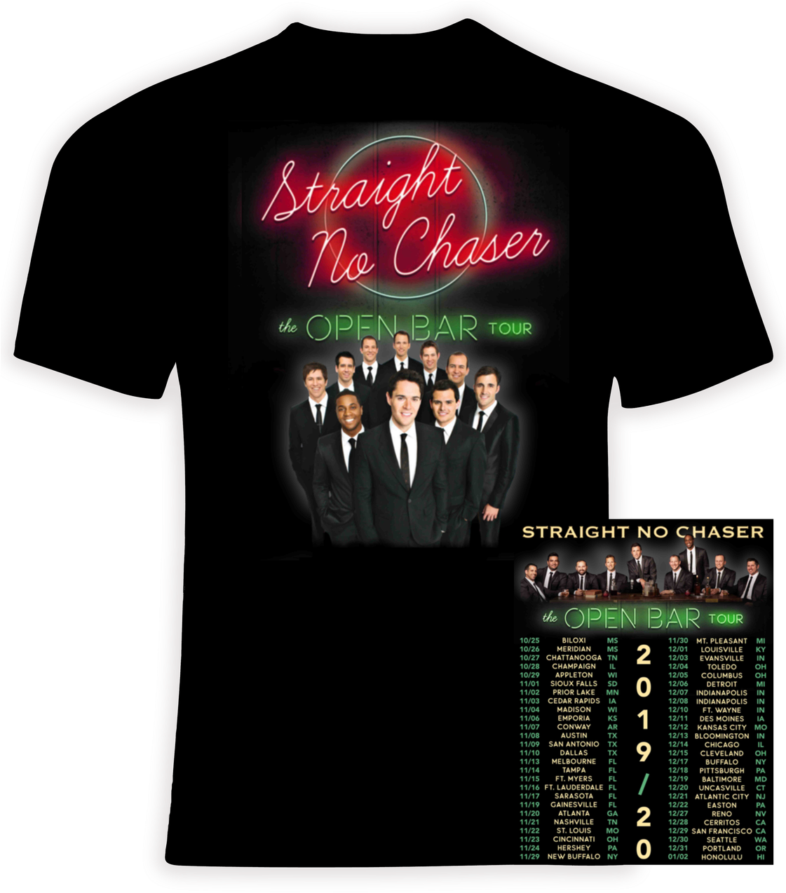 Straight No Chaser Open Bar Tour T Shirt