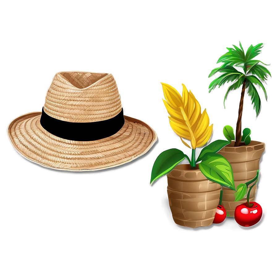 Straw Hat For Sun Protection Png Baw