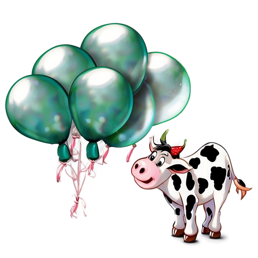 Strawberry Cow With Balloons Png Fum23