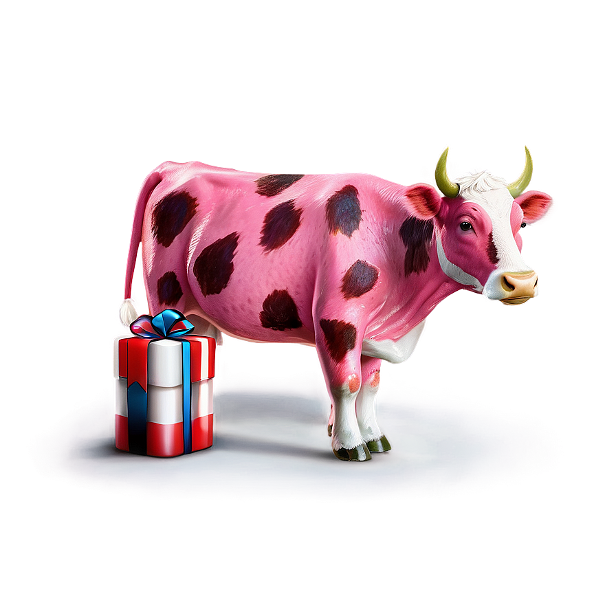 Strawberry Cow With Present Png 23