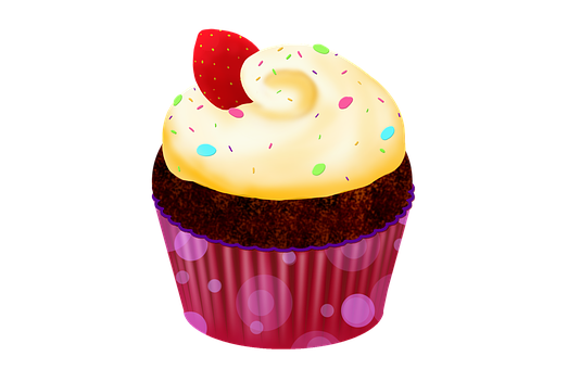 Strawberry Topped Cupcake Illustration