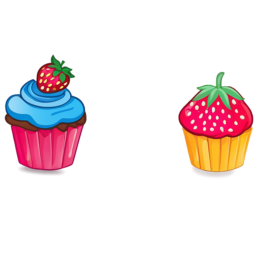 Strawberry With Cupcake Cute Png 48