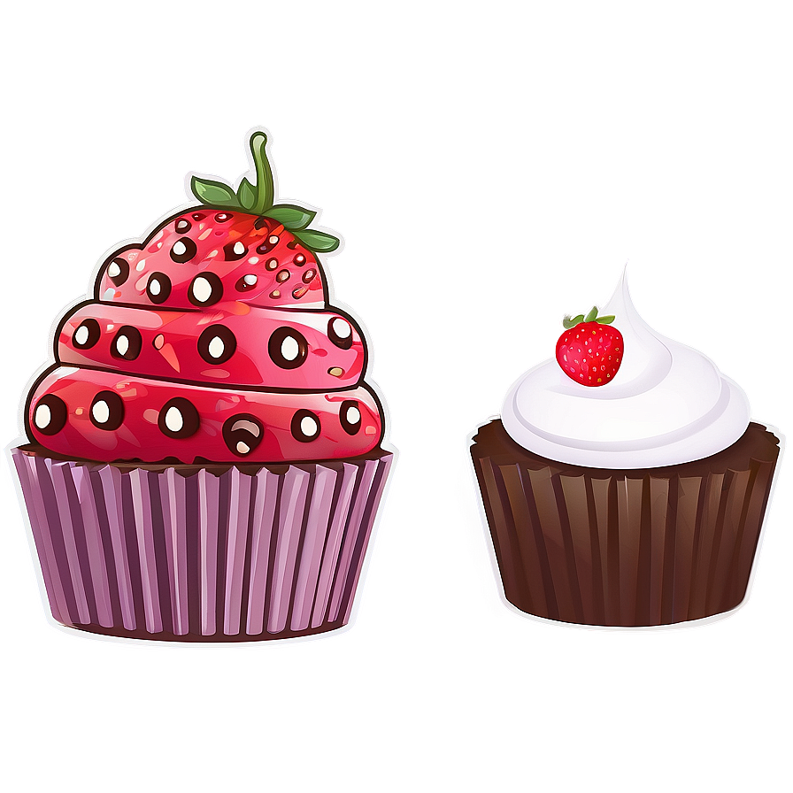 Strawberry With Cupcake Cute Png 70