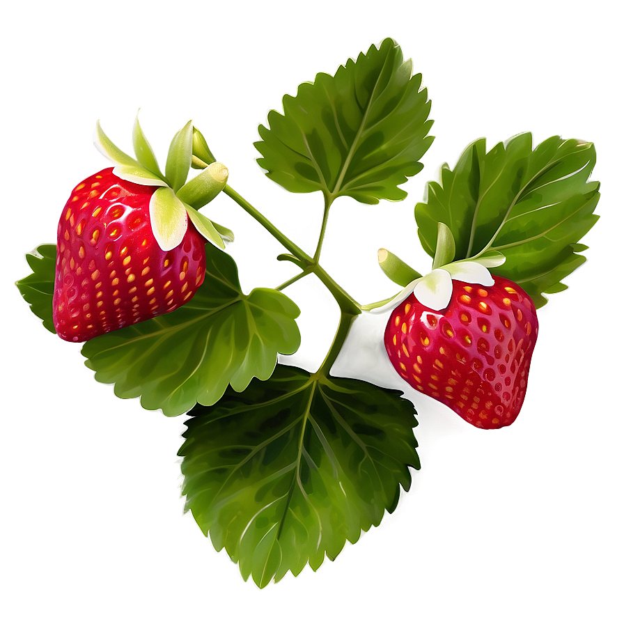 Strawberry With Leaves Png 81