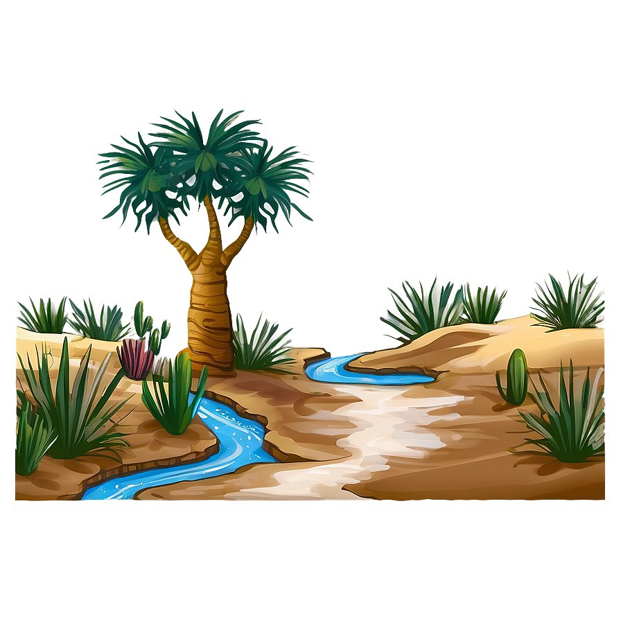 Stream Through Desert Oasis Png Dnk75