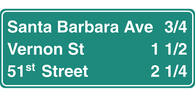 Street Distance Sign Green Background