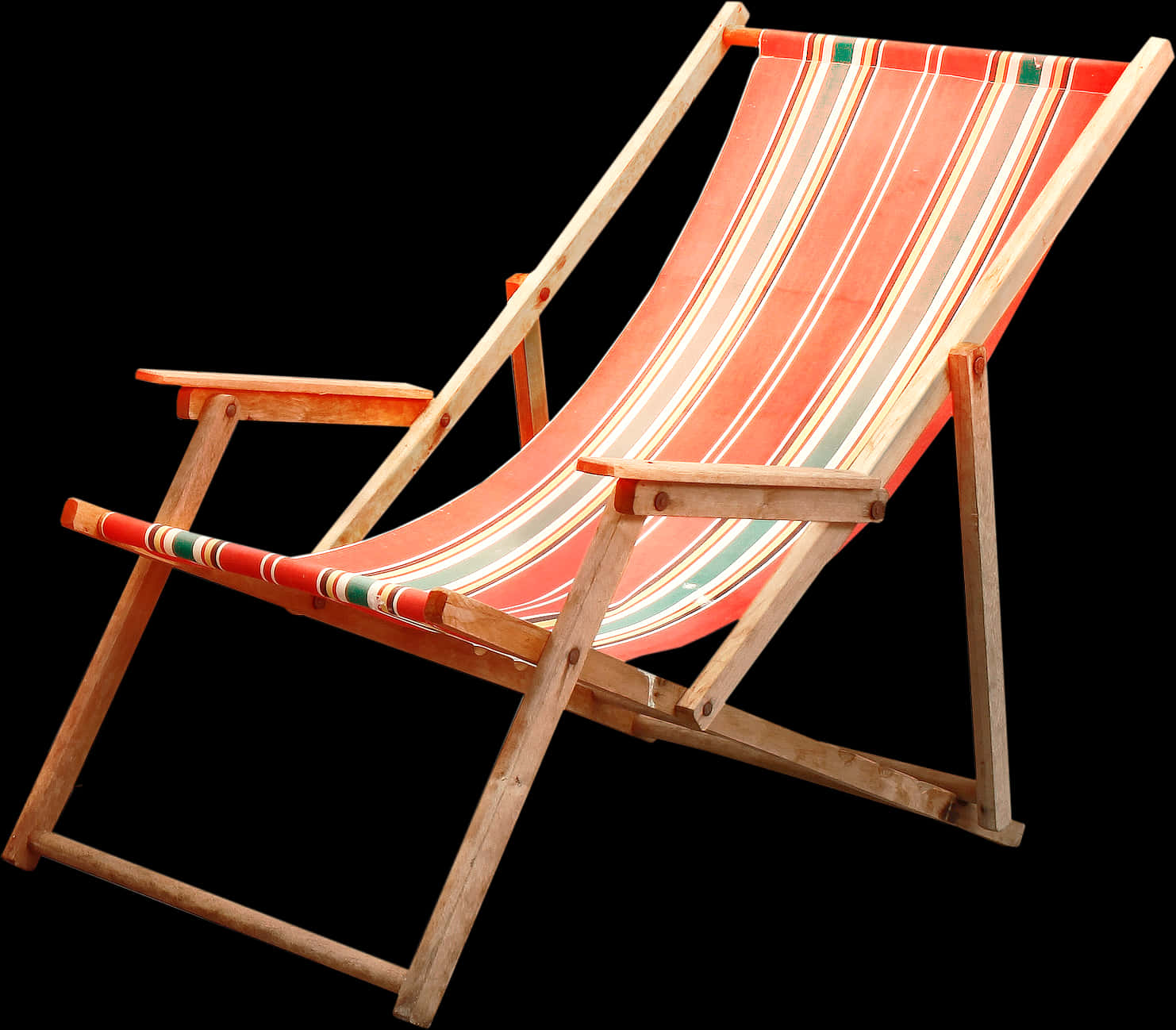 Striped Deck Chair Black Background