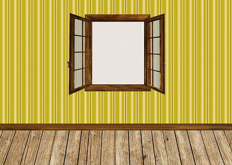 Striped Walland Open Window