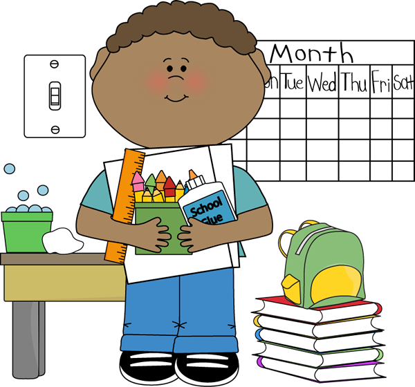 Student With School Supplies Cartoon