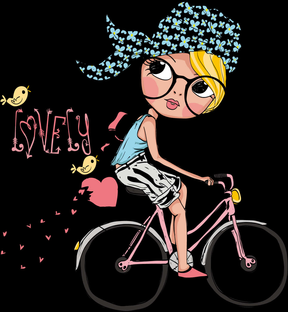 Stylish Cartoon Girlon Bike