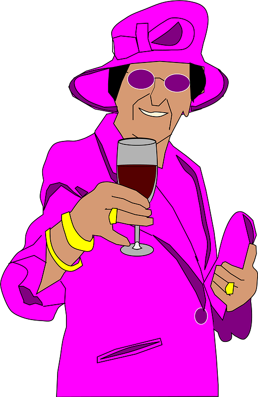 Stylish Granny With Wine Glass