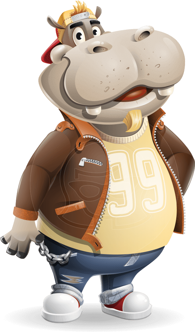 Stylish Hippo Cartoon Character