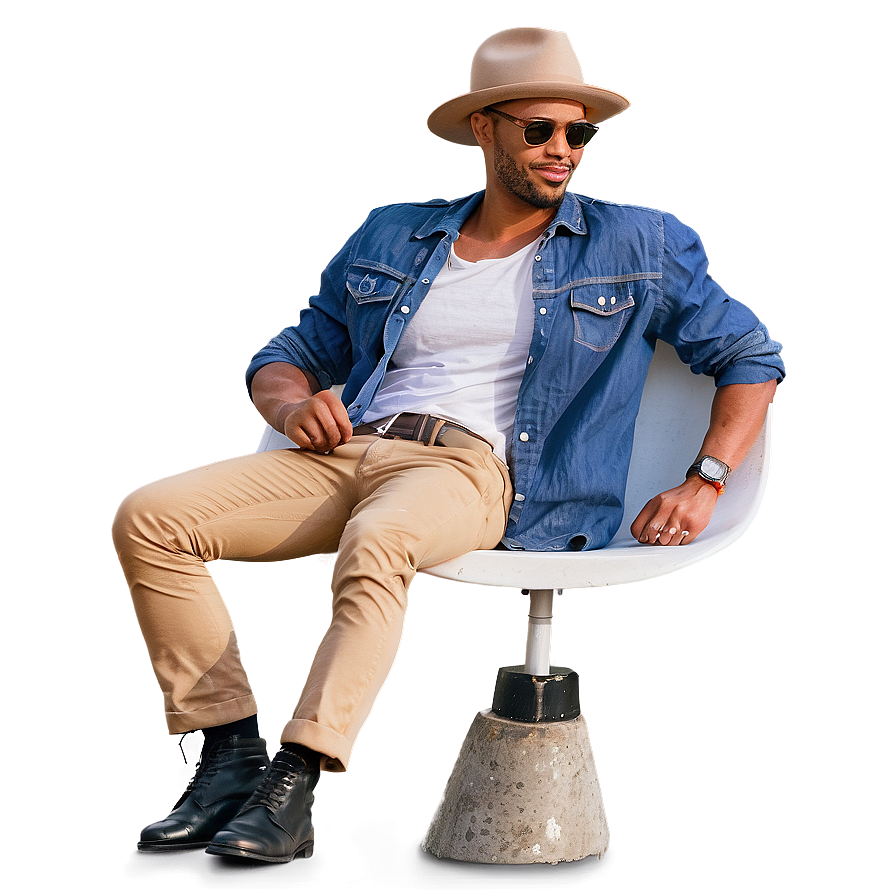 Stylish Man Sitting Png 06122024