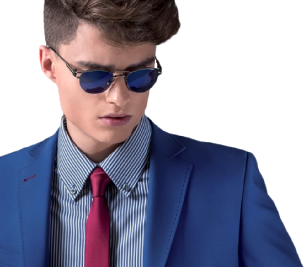 Stylish Manin Blue Suitand Sunglasses