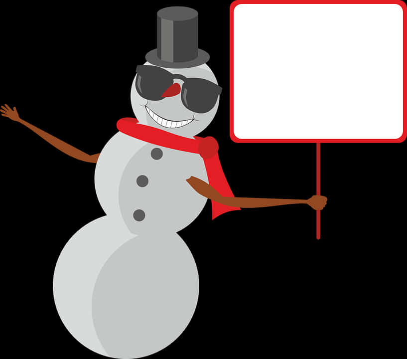 Stylish Snowman Holding Sign