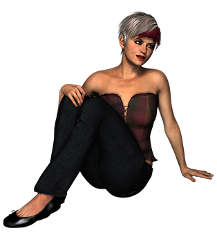 Stylish3 D Animated Woman Sitting