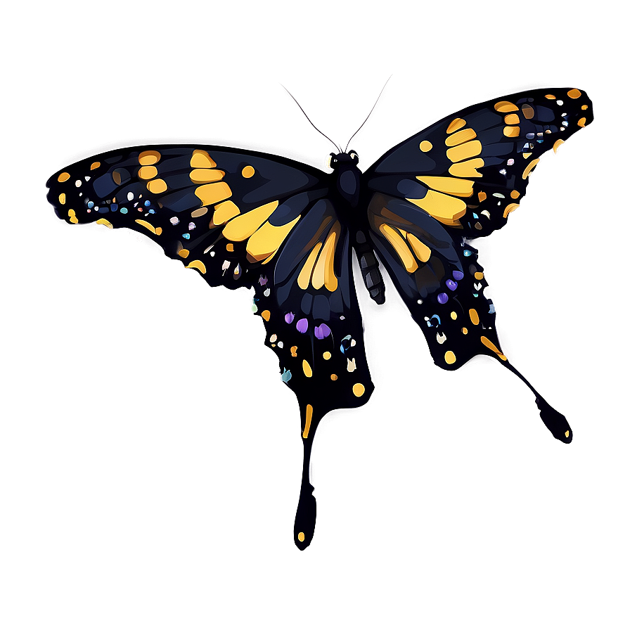 Stylized Black Butterfly Png 06252024