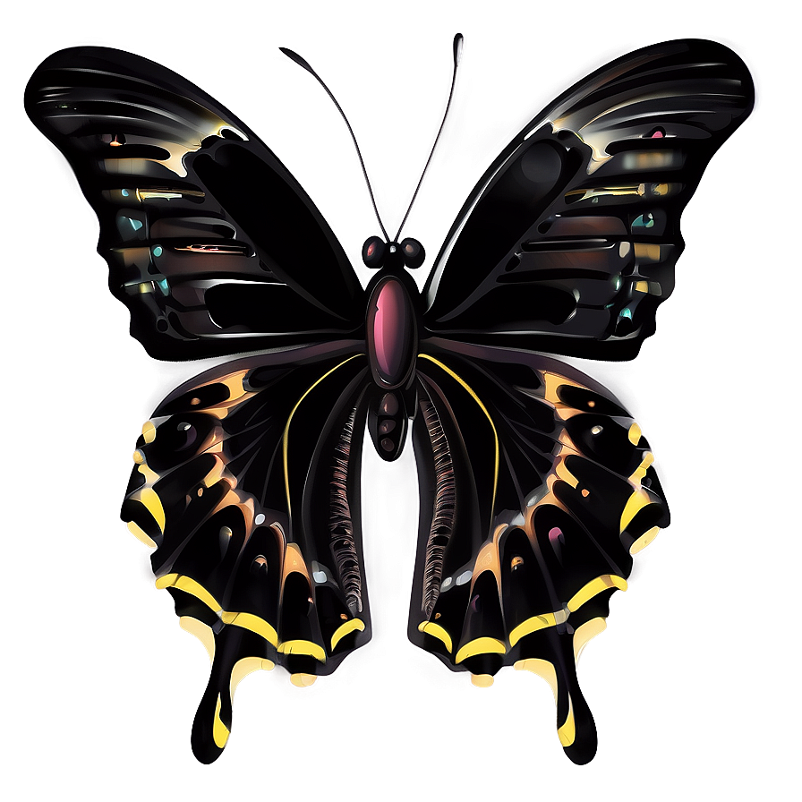 Stylized Black Butterfly Png 06252024