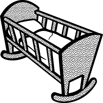 Stylized Blackand White Cradle Illustration