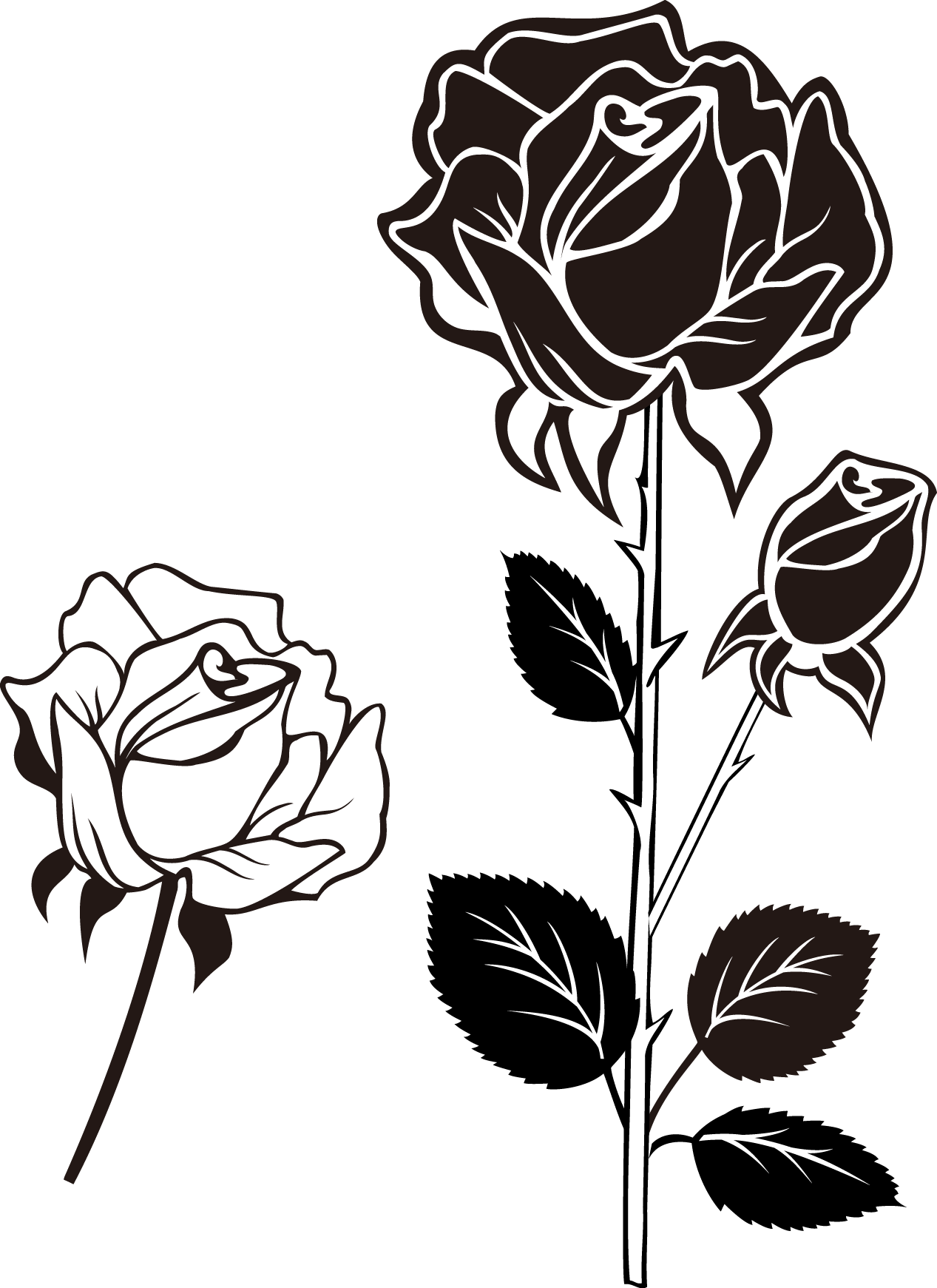 Stylized Blackand White Roses