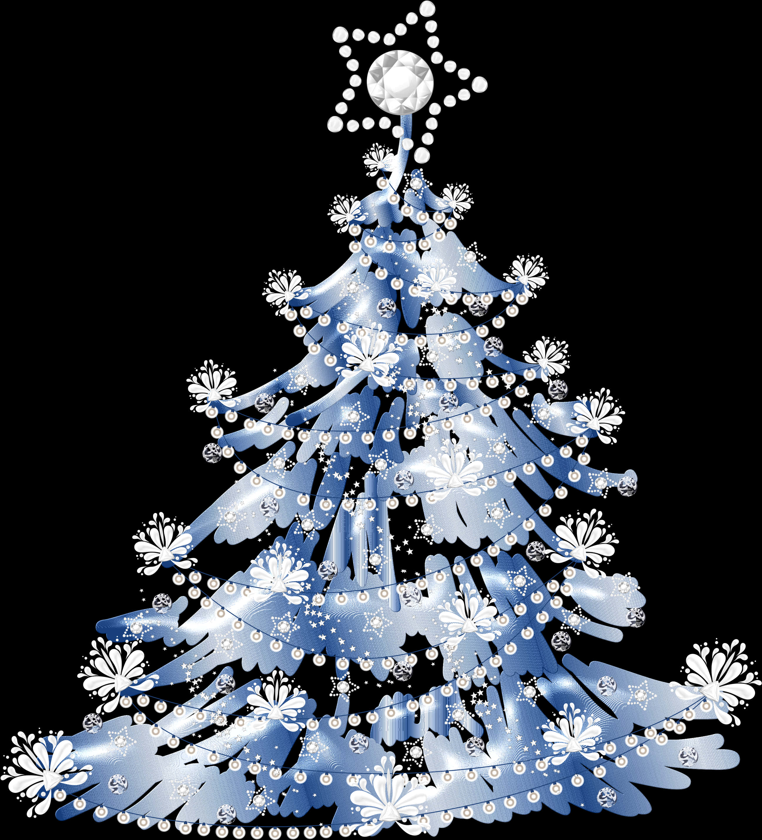 Stylized Blue Christmas Tree Illustration