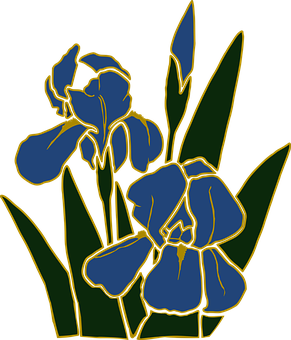 Stylized Blue Iris Floral Art