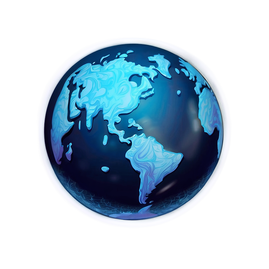 Stylized Blue Planet Sketch Png 3