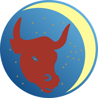 Stylized Bull Crescent Moonand Stars