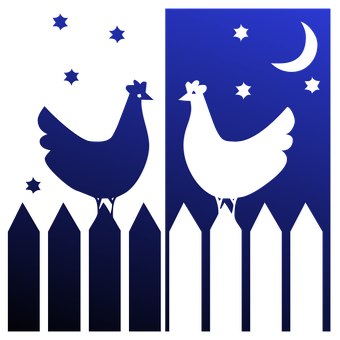 Stylized Chickens Nighttime Silhouette