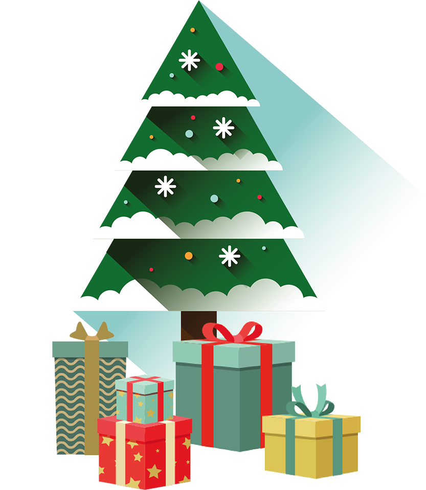 Stylized Christmas Treeand Gifts