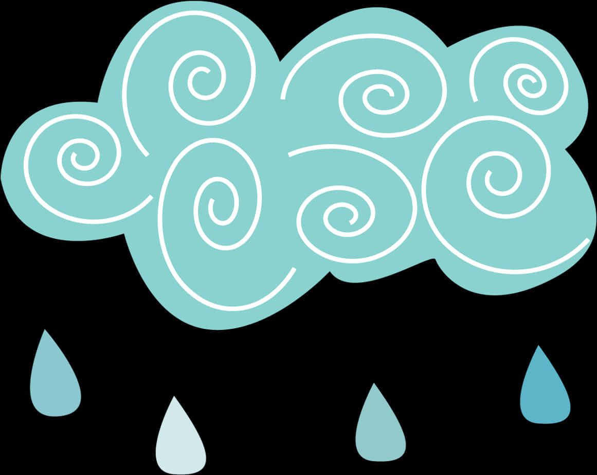 Stylized Cloud Raindrops Illustration