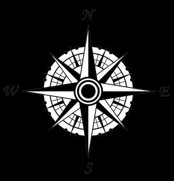 Stylized Compass Rose Black Background