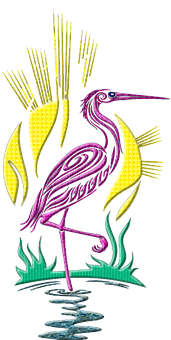 Stylized Embroidery Flamingo Art