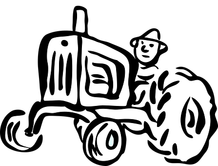 Stylized Farmer On Tractor