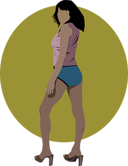 Stylized Female Figure Yellow Background