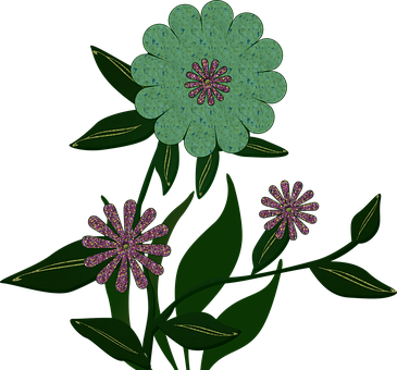 Stylized Floral Illustrationon Dark Background