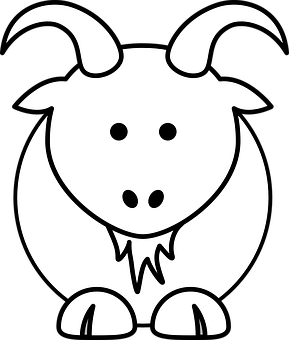 Stylized Goat Icon Blackand White