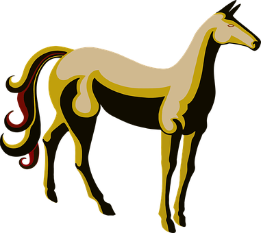 Stylized Golden Horse Illustration