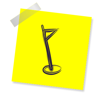 Stylized Golf Flag Iconon Yellow Postit