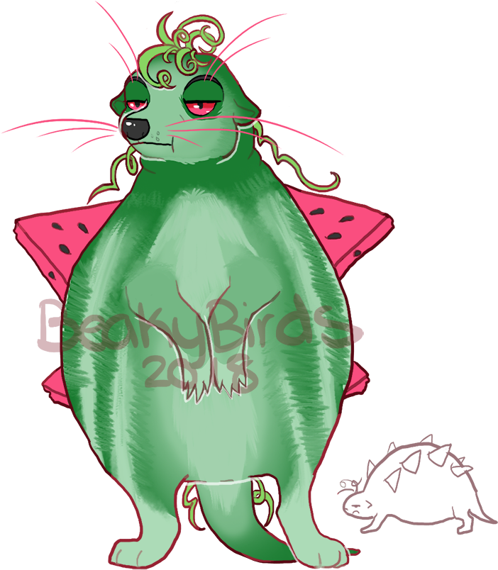 Stylized Meerkat Watermelon Cape Fantasy Art