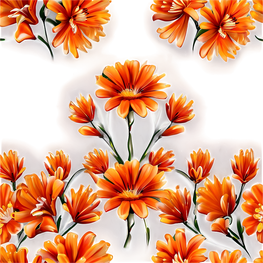 Stylized Orange Floral Png Dpl32