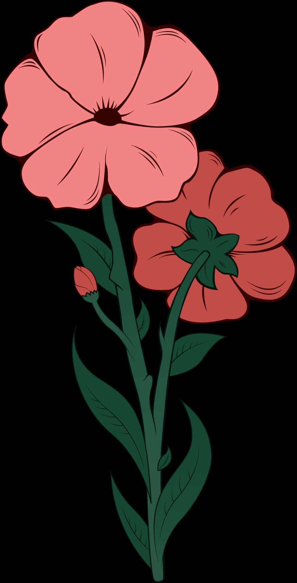 Stylized Pink Flowers Illustration