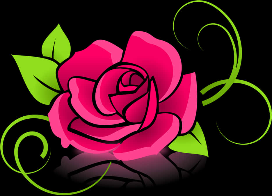 Stylized Pink Rose Vector Art