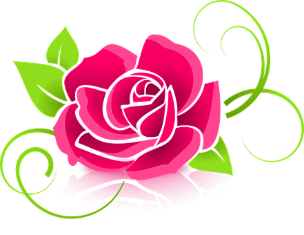 Stylized Pink Rose Vector Art