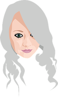 Stylized Portraitof Womanwith Silver Hair