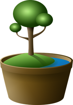 Stylized Potted Tree Illustration