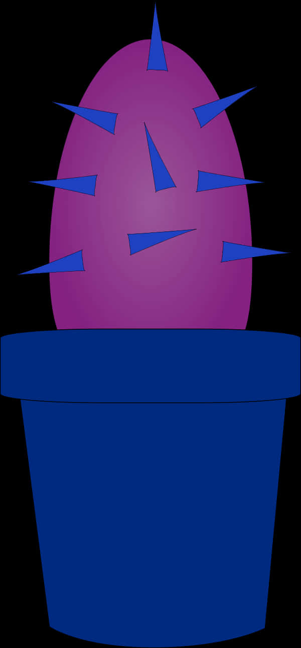 Stylized Purple Cactusin Blue Pot