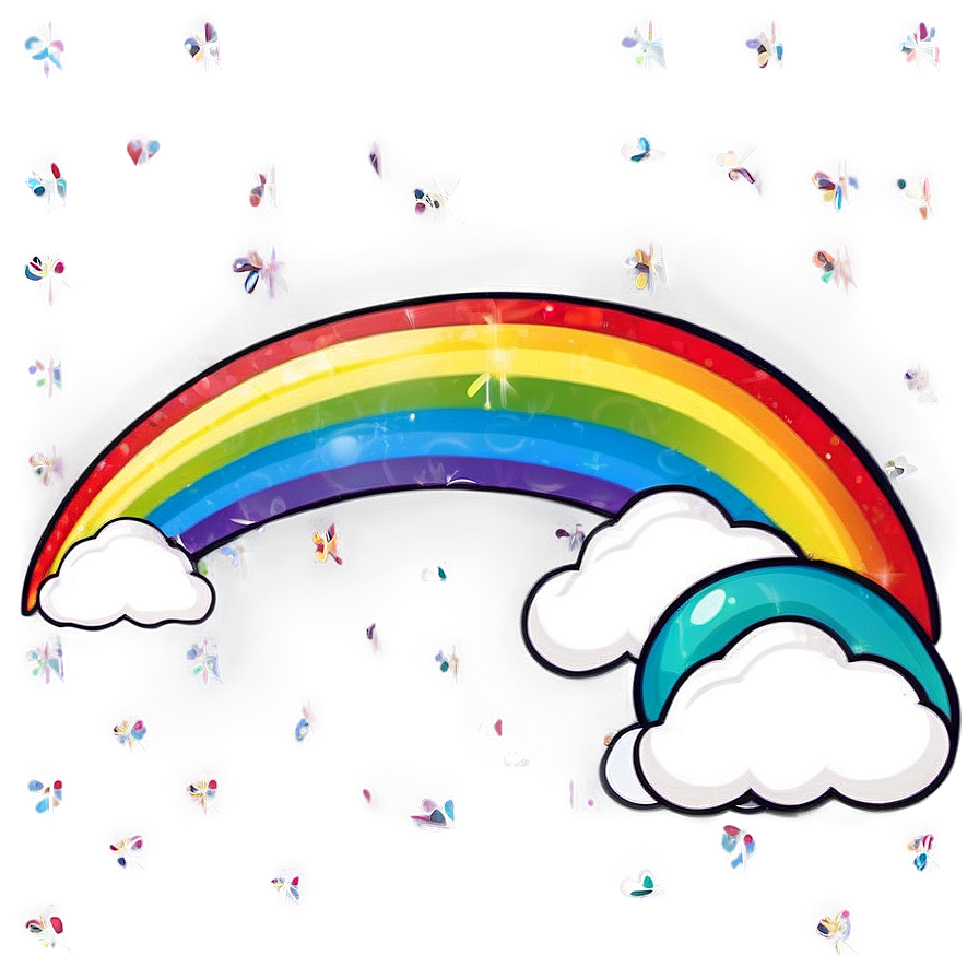 Stylized Rainbow With Clouds Png Ywh