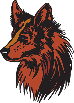 Stylized Red Black Wolf Illustration