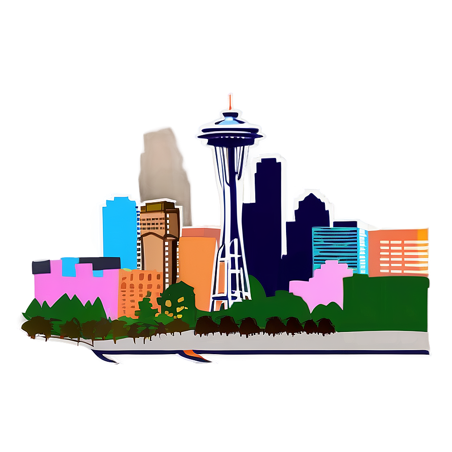 Stylized Seattle Skyline Drawing Png 06252024